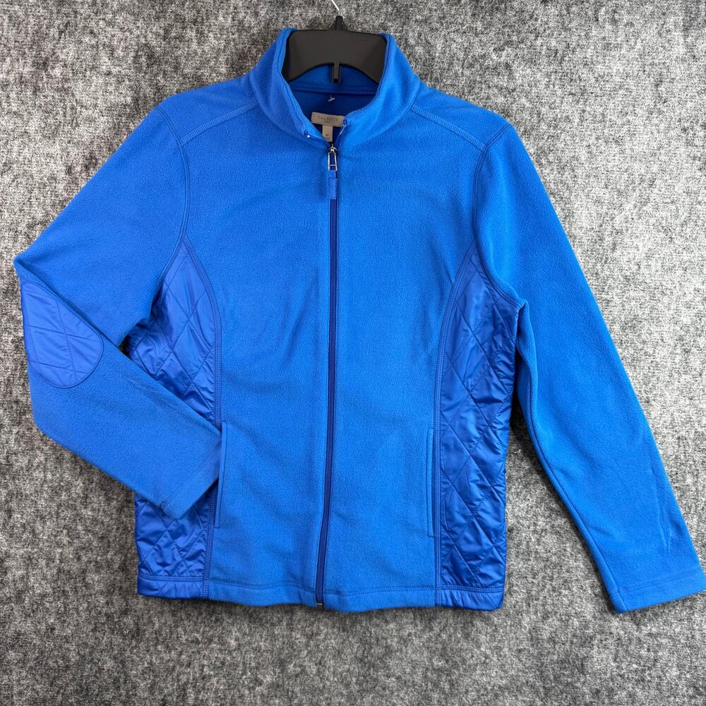 Talbot Women's Medium Blue Full Zip Fleece Jacket Mock Neck